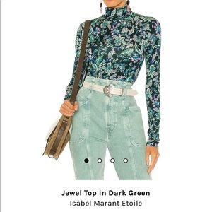 Isabel Marant Etoile Dark Green Jewel Tee Size 38 NWT